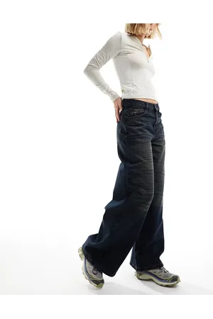 COLLUSION X013 mid rise wide leg jeans in darkwash
