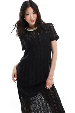 VILA Crochet t-shirt maxi dress in