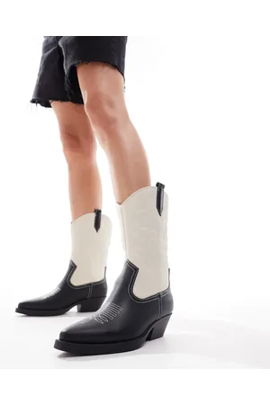 ONLY Heeled western boot in and white contrast
