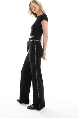 COLLUSION Wide leg co ord with animal tipping detail in