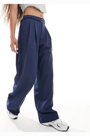 Stradivarius Petite belted wide leg trouser in