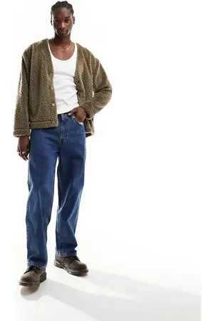 Weekday Cody fleece cardigan in mole