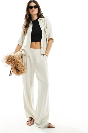 Object Linen trouser co-ord with tie waist in oatmeal