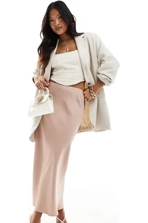 ASOS ASOS DESIGN Petite satin bias midi skirt in mink