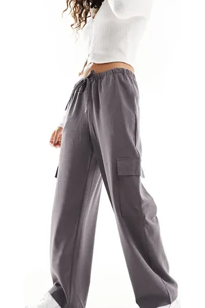 ONLY Straight leg cargo trousers in charcoal