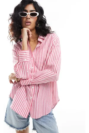 Stradivarius Oversized poplin shirt in stripe