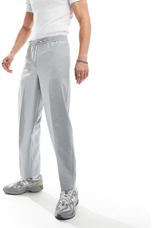 ASOS Pull on smart wide leg trousers in light melange