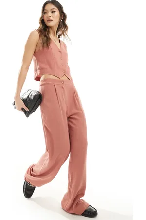 In The Style Linen tailored waistcoat co-ord in burnt