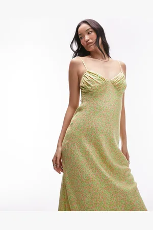 Topshop Midi slip jacquard dress in floral print