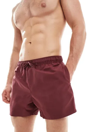 ASOS Swim short in short length in burgundy