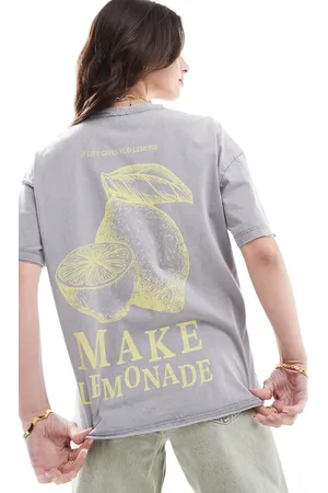 ONLY Oversized t-shirt with lemonade back print in washed