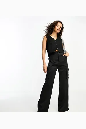 NaaNaa High waisted satin cargos in