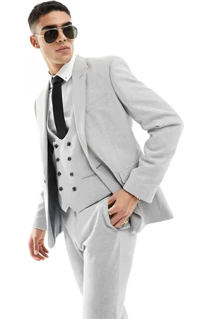 ASOS Wedding slim suit jacket in light birdseye texture
