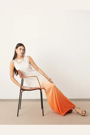 ASOS Knitted sheer sleeveless maxi column dress in ombre