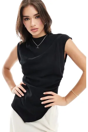ASOS Drape high neck asymmetric smart top in