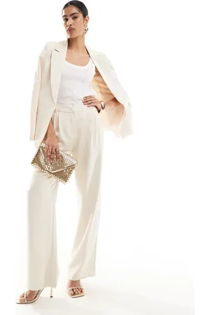 Pretty Lavish Hen tailored satin trouser suit co-ord in ivory