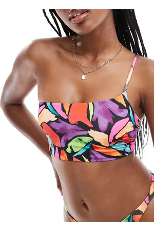 ASOS Lillie one shoulder bikini top in abstract print