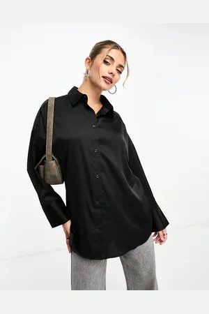 Monki Long sleeve shine shirt in