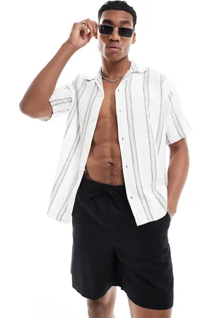 JACK & JONES Oversized textured shirt in stripe