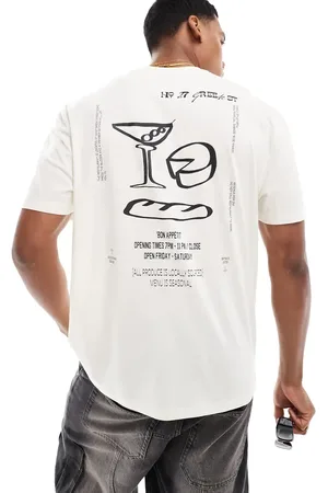 ASOS Relaxed t-shirt in beige with abstract art back print