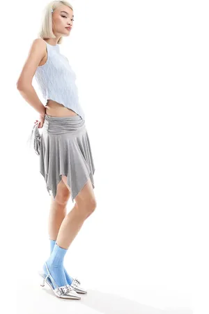 Motel Jamelia asymmetric mini skirt in marl