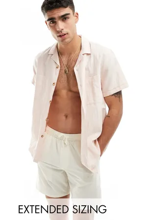 ASOS Seersucker swim shorts in mid length in ecru