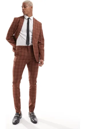 ASOS Super skinny suit trouser in stone tonal check