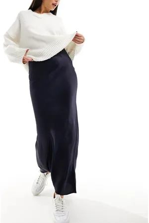 Stradivarius Satin bias midi skirt in
