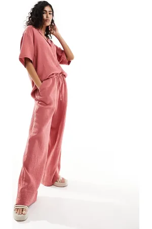 ASOS Cheesecloth tie waist trouser in terracotta