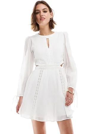 MANGO Broderie mini dress in