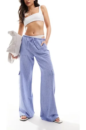 Stradivarius Rustic pull on cargo trouser in stripe
