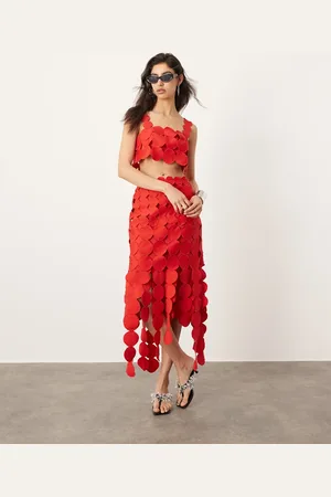 ASOS Statement circle detail midi skirt co-ord in red