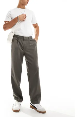 ASOS Smart straight leg trousers in microtexture