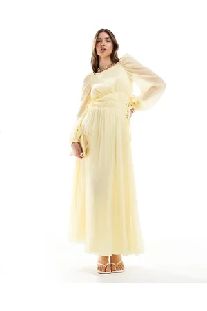 ASOS Pleated drawstring bodice maxi dress in pastel
