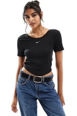 Nike Mini-ribbed scoop back t-shirt in