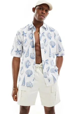 Only & Sons Relaxed fit shirt with shell print in off