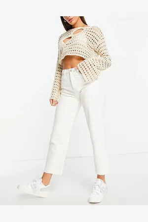 Pull&Bear Cropped straight jeans in off white