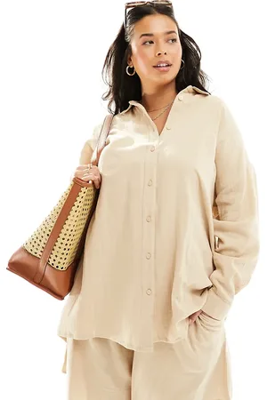 Yours Cheesecloth shirt co-ord in beige