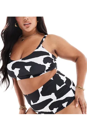 ASOS Curve Sheri high waist bikini bottom in mono abstract