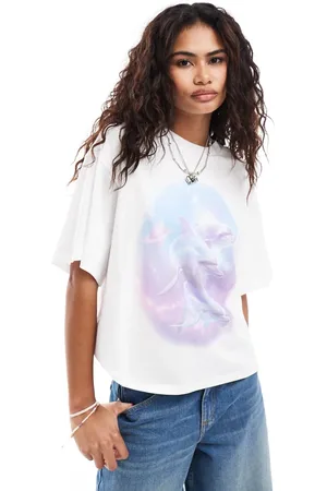 Monki Short sleeve relaxed fit t-shirt with dolphin print in