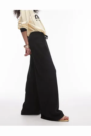 Topshop Oversized crinkle drawstring straight leg trouser in