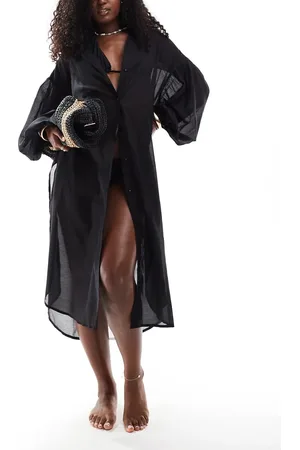 Miss Selfridge Beach maxi oversized shirt in