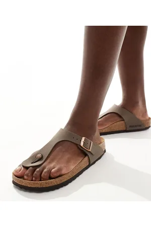 Birkenstock Gizeh birko-flor sandals in mocha oiled leather