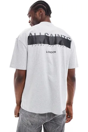 AllSaints Redact oversized embroidered logo t-shirt in marl