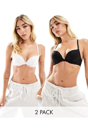 New Look 2 pack lace push up bra in black and white