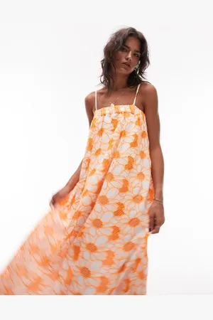 Topshop Broderie strappy chuck on midi dress in floral