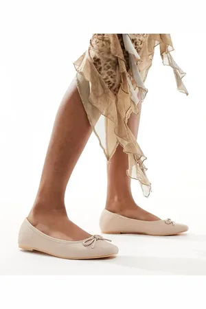 Truffle Collection Bow detail ballet pumps in beige