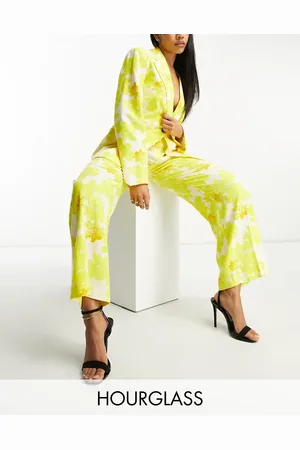 ASOS Hourglass oversized floral relaxed suit trousers with linen in