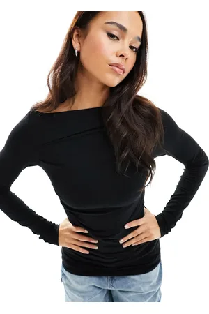 Weekday Jwan drape long sleeve top in
