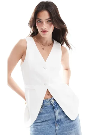 Miss Selfridge Longline waistcoat in ivory